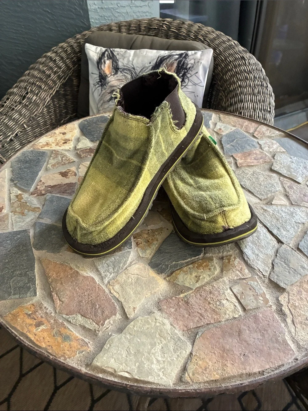 Sanuk Olive Green Chukka Canvas Slip-On Boots